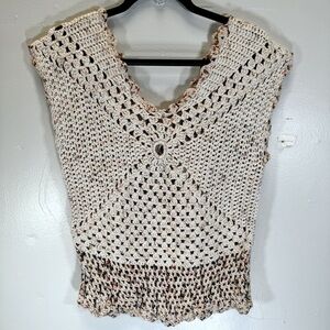 Vintage Cream Crochet Blouse